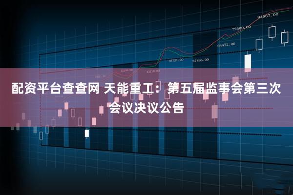配资平台查查网 天能重工：第五届监事会第三次会议决议公告